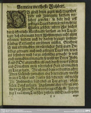 An meine wertheste Zuhörer