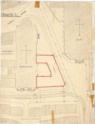 Fischer, Theodor; Würzburg, Münsterplatz; Sparkasse - Variante I. (Lageplan)
