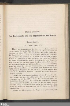 Fünfter Abschnitt. Der Backprozess und die Eigenschaften des Brotes