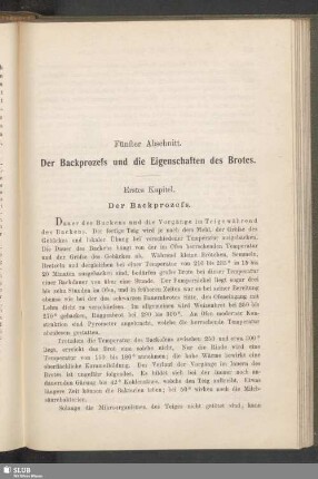 Fünfter Abschnitt. Der Backprozess und die Eigenschaften des Brotes