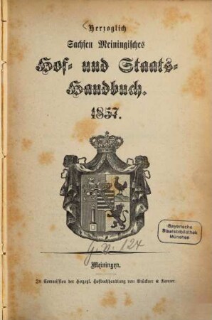 Herzoglich-Sachsen-Meiningisches Hof- und Staats-Handbuch, 1857
