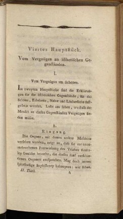 I. Vom Vergnügen am Schönen.