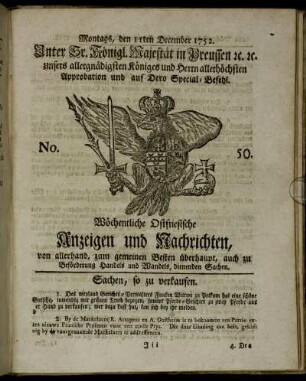 No. 50. Montags, den 11ten December 1752.