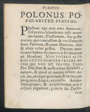 Polonus Populariter Piastus.