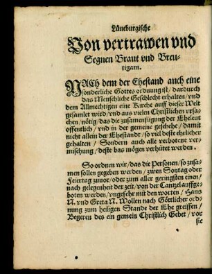 Von vertrawen und Segnen Braut und Breutigam.