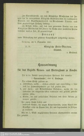 Hausordnung für das Bezirks-Armen-Arbeits- und Versorghaus zu Taucha