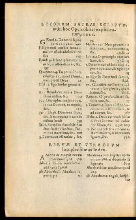Locorum Sacrae Scripturae ... Index.