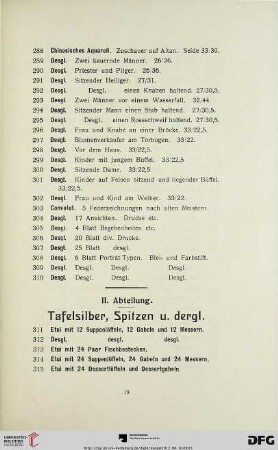 Tafelsilber, Spitzen (Nr. 311-425)