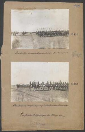 Besichtigung kriegsmässig ausgerüsteter Indischer Kamelreiter. Palästina 1914/1915