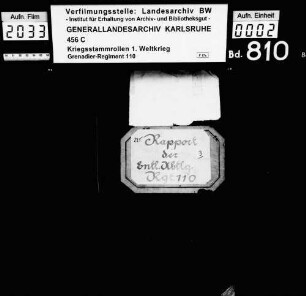 Rapport der Entlassungs-Kompanie (Abteilung) des 1. Ersatzbataillons