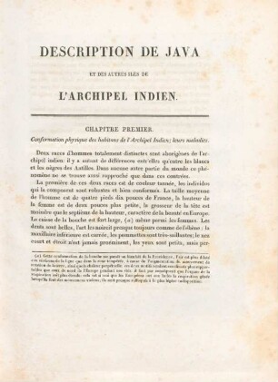Chapitre premier. Conformation physique des habitans de l'Archipel Indien; leurs maladies