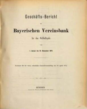 Geschäftsbericht. 1871 (1872)