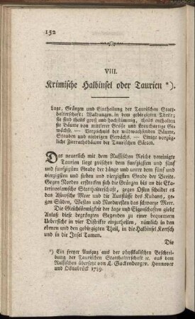 VIII. Krimische Halbinsel oder Taurien.