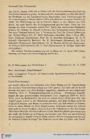 Neuwahl des Vorstandes