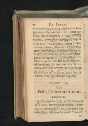Caput III. De Festis Hebraeorum anniversariis.