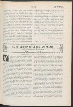 El casamiento de la hija del sultán : De mis recuerdos de oriente