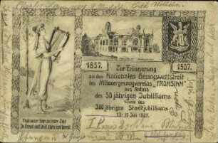 Zur Erinnerung an den Nationalen Gesangswettstreit des Männergesangvereins "Frohsinn"