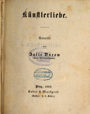 Künstlerliebe : Novelle