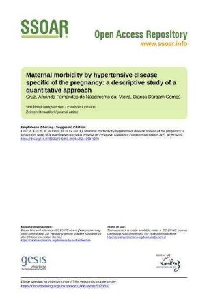 Maternal morbidity by hypertensive disease specific of the pregnancy: a descriptive study of a quantitative approach