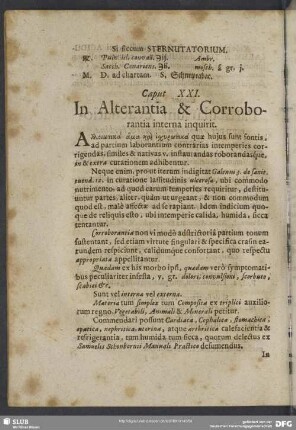 Caput XXI. In Alterantia & Corroborantia interna inquirit