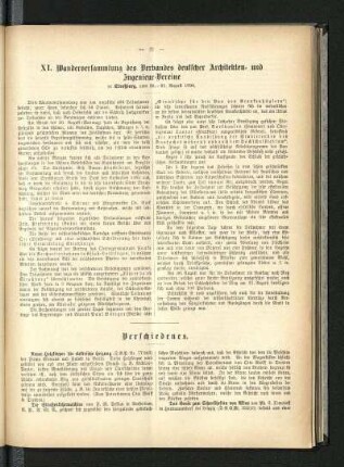 XI. Wanderversammlung des Verbandes deutscher Architekten- und Ingenieur-Vereine in Straßburg