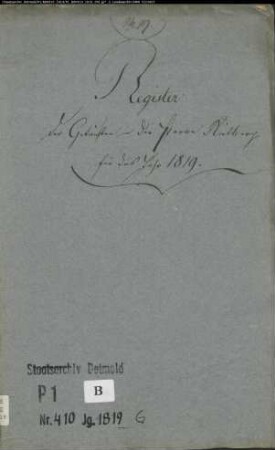 Kirchenbuchduplikat der katholischen Gemeinde Rietberg, Kreis Wiedenbrück (GHT 1819) (Gemeinde: Katholische Gemeinde Rietberg, Kreis Wiedenbrück)