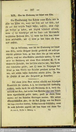 XIX. Von der Sonderung des Lehns vom Erbe