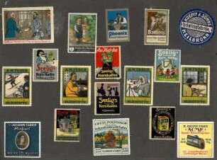 Album mit eingeklebten Reklamemarken bzw. Werbemarken (u.a. von Heilbronner Firmen)