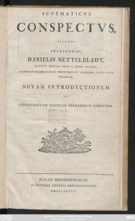 Schematicvs Conspectvs : Novam Introdvctionem In Ivrisprvdentiam Positivam Germanorvm Commvnem