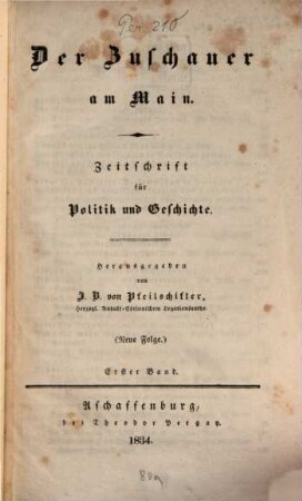 Der Zuschauer am Main : Zeitschrift für Politik und Geschichte, 1834