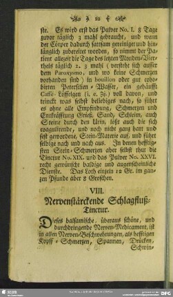 VIII. Nervenstärckende Schlagfluß-Tinctur