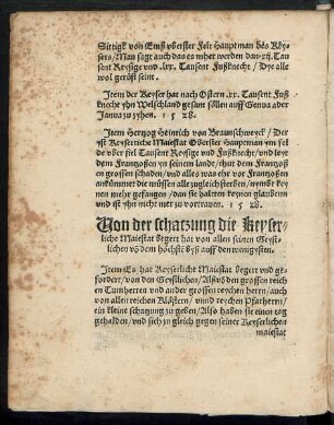 Von der schaczung die Keyserliche Maiestat begert hat ...