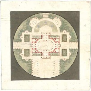 Röhrer, Karl; Unidentifizierte Gebäude - Zentrales Gebäude mit umgebender Gartenanlage (Lageplan)