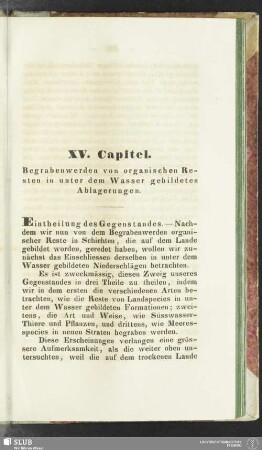 XV. Capitel. Begrabenwerden von organischen Resten in unter dem Wasser gebildeten Ablagerungen