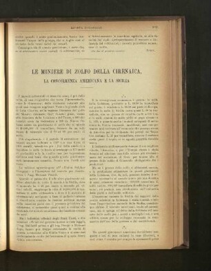 Le Miniere Di Zolfo Della Cirenaica, La Concorrenza Americana E La Sicilia.