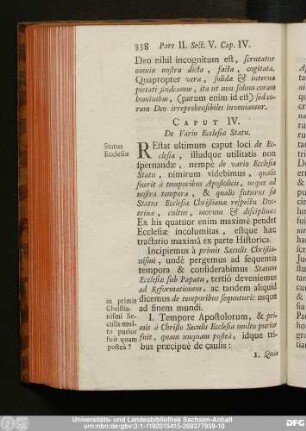 Caput IV. De Vario Ecclesiae Statu.