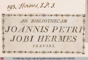 Exlibris des Johann Peter Job Hermes