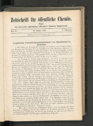 Angebliche Gesundheitsschädlichkeit von Zinnbeizen in Geweben.