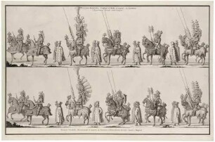 Reiterquadrillen beim Aufzug zum Ross- und Fußturnier 1719 auf dem Dresdener Altmarkt
