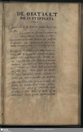De gratia et de iustificatione.