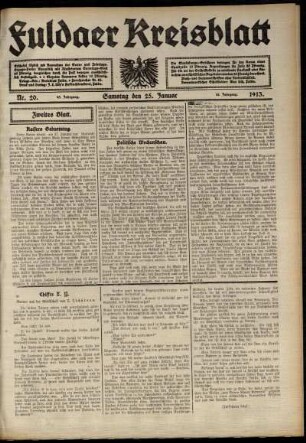 Zweite Ausgabe vom Samstag, den 25. Januar 1913.