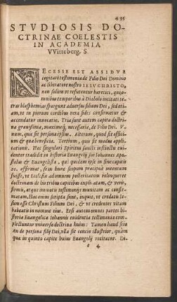 Studiosis Doctrinae Coelestis In Academia Witteberg. S.