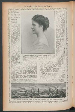 Próxima visita de la señora Bertha Krupp : La aristocracia de los millones