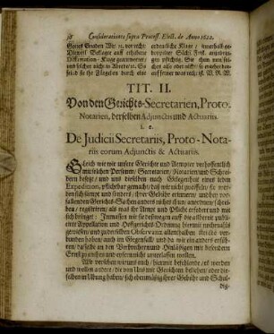 Tit. II. Von den Gerichts-Secretarien, Proto-Notarien, derselben Adjunctis und Actuariis. [...]