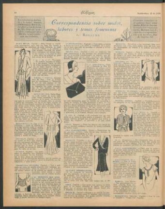 Correspondencia sobre modas, labores y temas femeninos