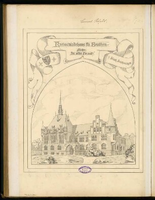 Landratsamt (Kreishaus), Beuthen Monatskonkurrenz Dezember 1896: Perspektivische Ansicht