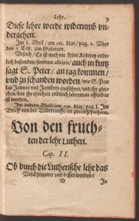 Von den fruchten der lehr Lutheri. Cap. II.