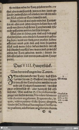 Das VIII. Hauptstück. Von der wirckungen des Tantzes