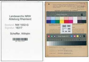Entnazifizierung Wilhelm Scheffler, geb. 16.11.1896 (Monteur)
