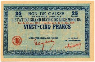 Geldschein, 25 Francs, 11.12.1918